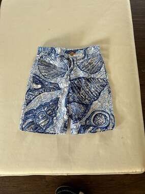 Lilly Pulitzer Boys Beaumont Shorts Blue Periwinkle Stuffed Shells Print Size 3